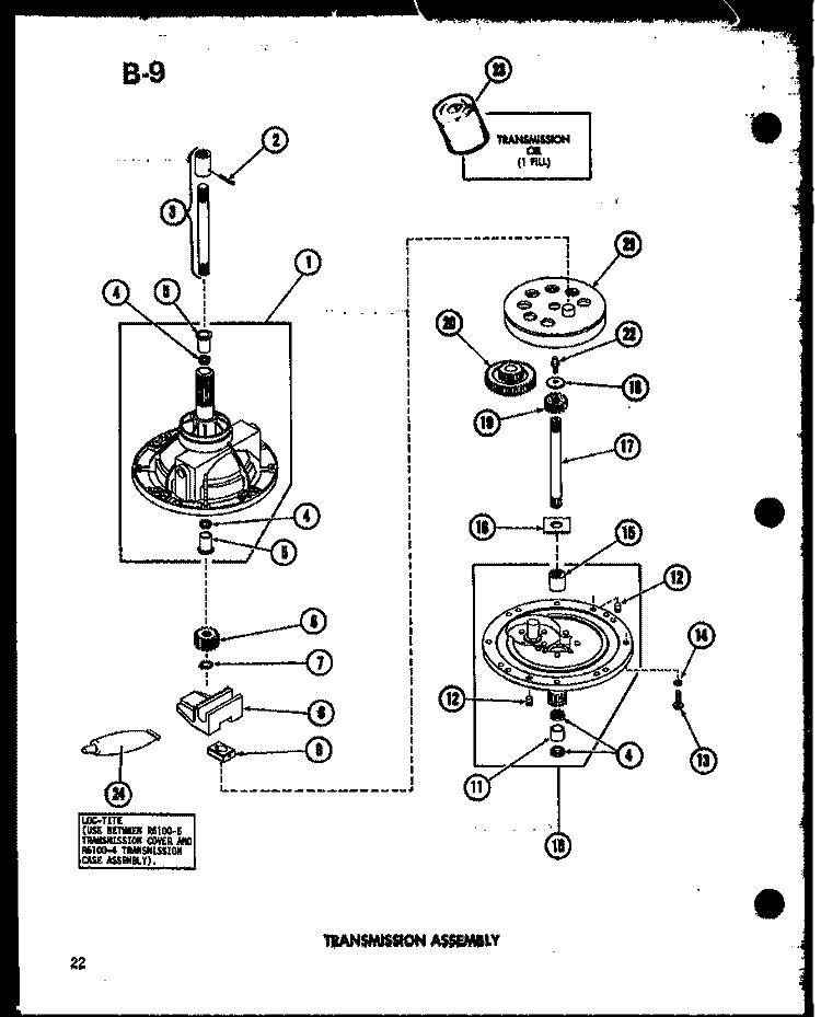TRANSMISSION ASSY Diagram and Parts List for TAA200 P7575104W Amana Washer