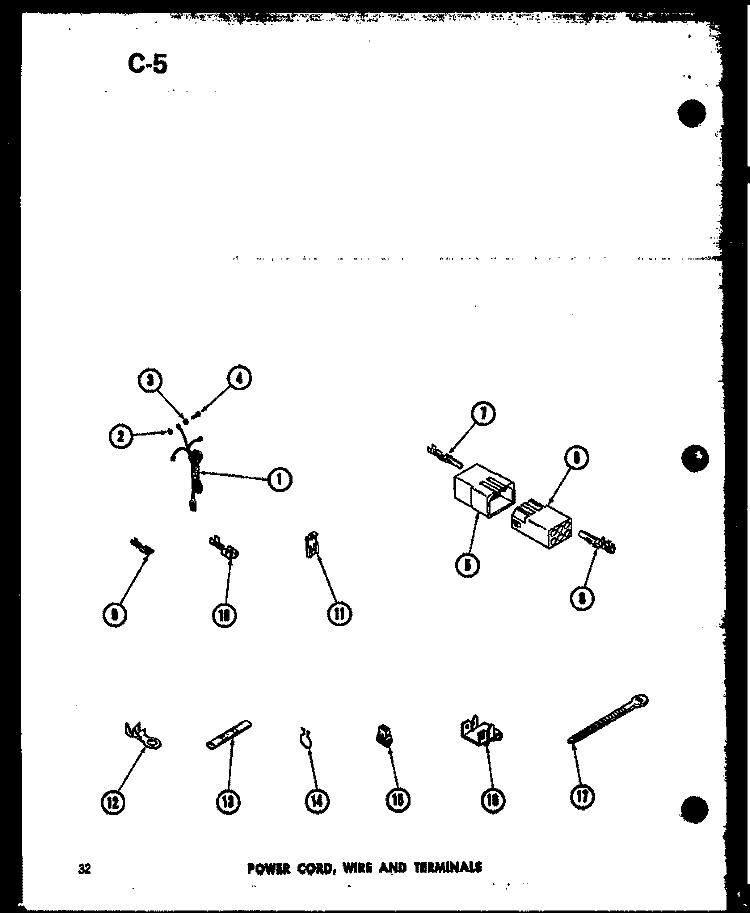 POWER CORD Diagram and Parts List for TAA200 P7575104W Amana Washer