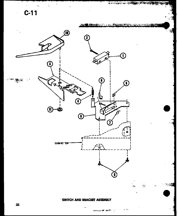 SWITCH AND BRACKET ASSY Diagram and Parts List for TAA800 P7575103W Amana Washer