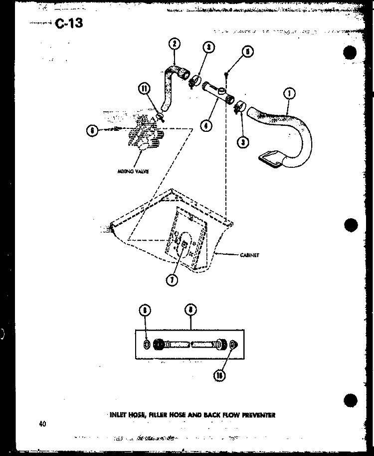 INLET HOSE Diagram and Parts List for TAA800 P7575103W Amana Washer