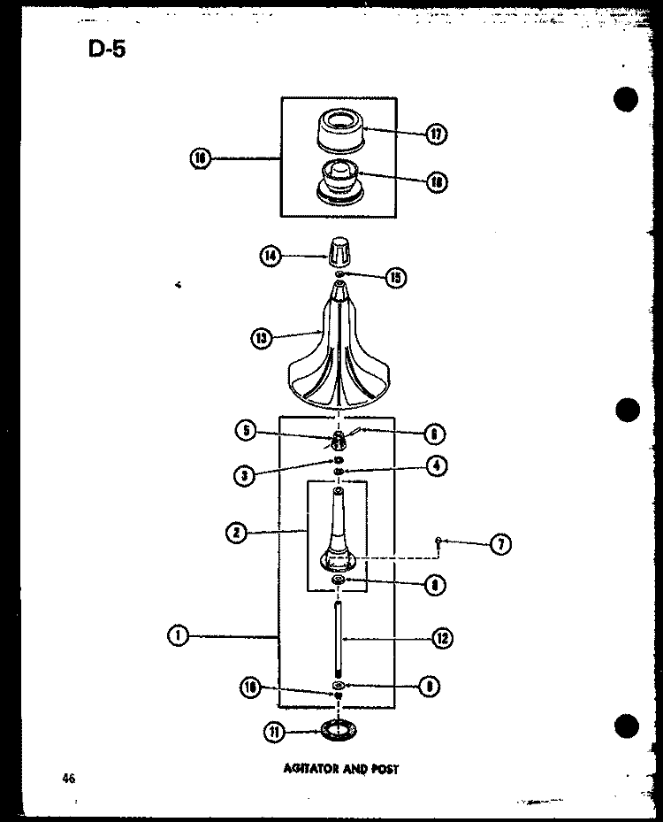 AGITATOR AND POST Diagram and Parts List for TAA800 P7575103W Amana Washer