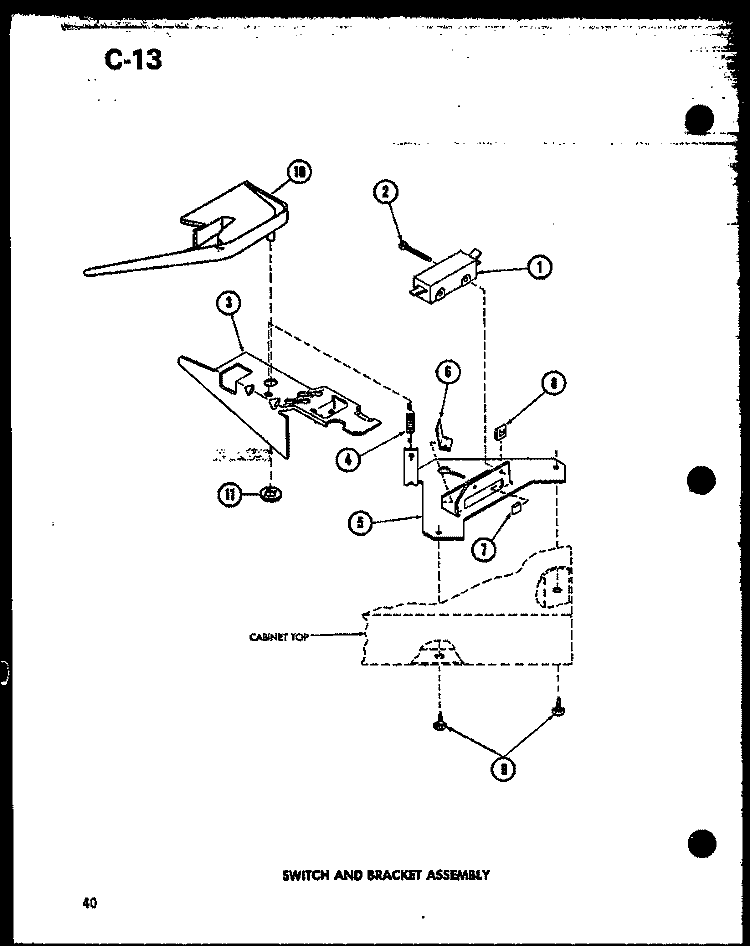 SWITCH AND BRACKET ASSY Diagram and Parts List for TAA800 P7575117W Amana Washer