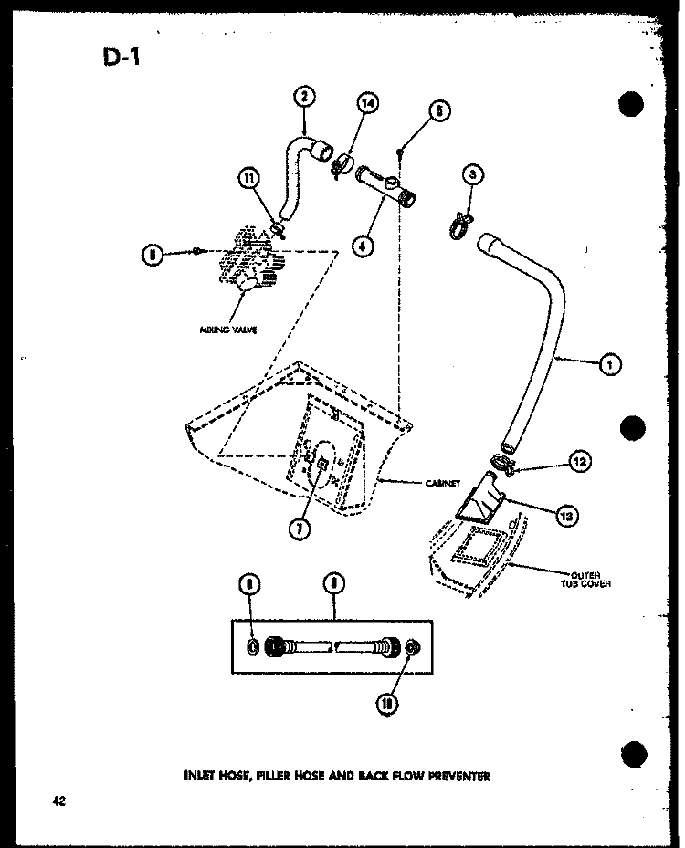 INLET HOSE Diagram and Parts List for TAA800 P7575117W Amana Washer