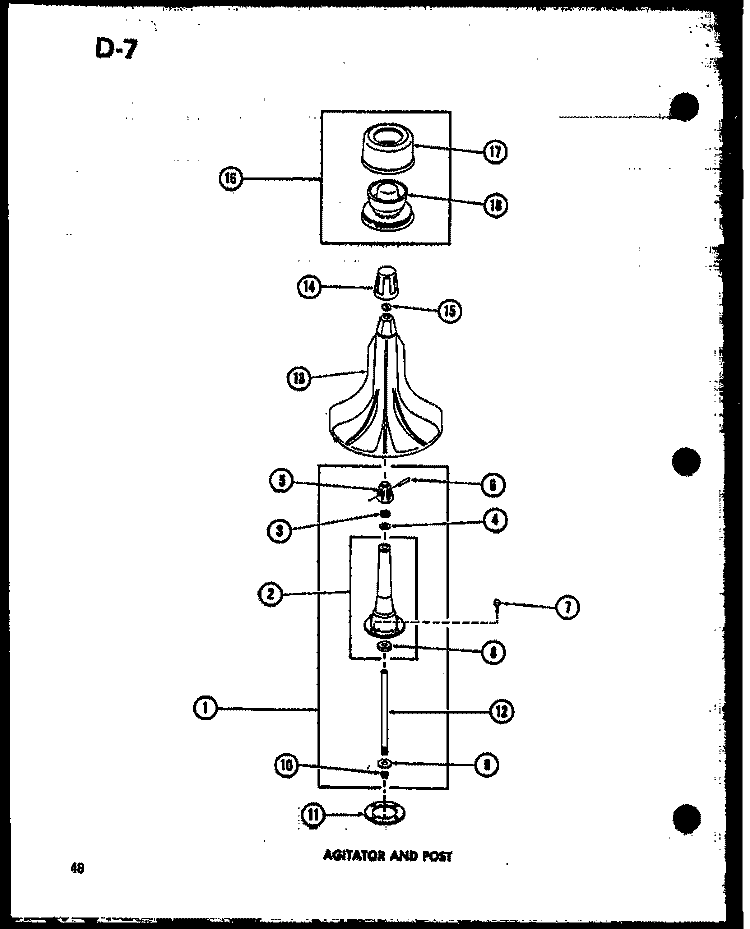 AGITATOR AND POST Diagram and Parts List for TAA800 P7575117W Amana Washer