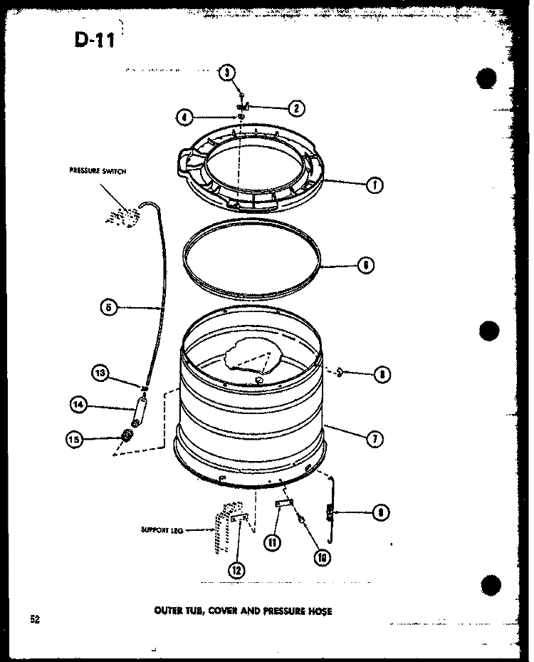 OUTER TUB Diagram and Parts List for TAA800 P7575117W Amana Washer