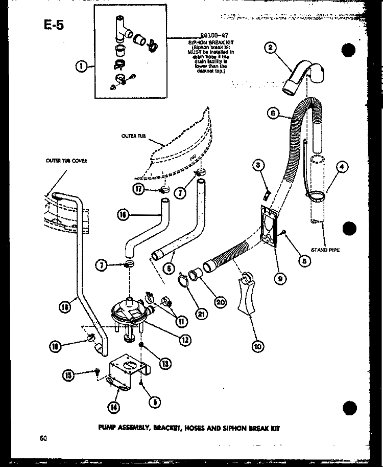 PUMP ASSY Diagram and Parts List for TAA800 P7575117W Amana Washer