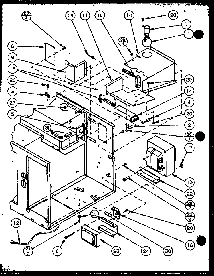PAGE 3 Diagram and Parts List for RFS8 P7787201M Amana Microwave