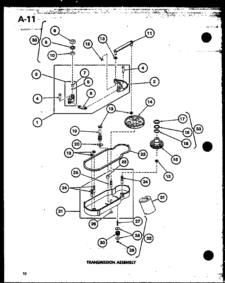 TRANSMISSION ASSY Diagram and Parts List for TWA-202 P7575302W Amana Washer
