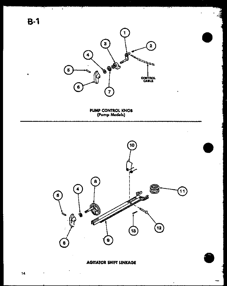 PUMP CTRL KNOB / AGITATOR SHIFT LINKAGE Diagram and Parts List for TWA-202 P7575302W Amana Washer
