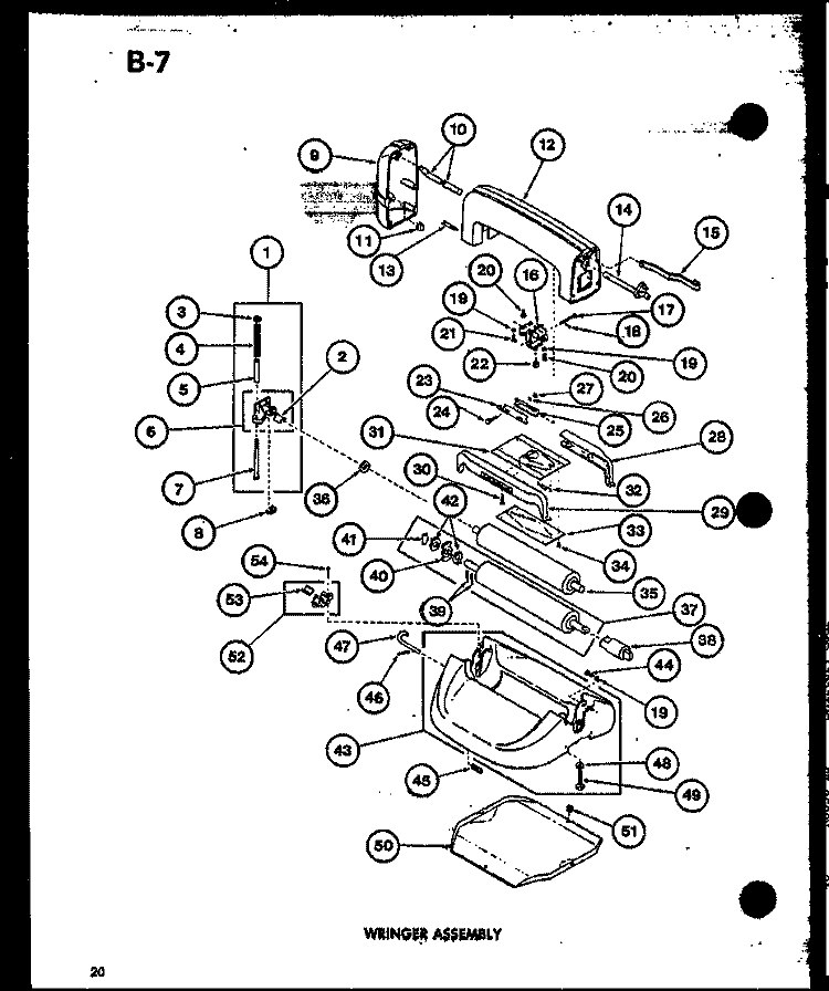 WRINGER ASSY Diagram and Parts List for TWA-202 P7575302W Amana Washer