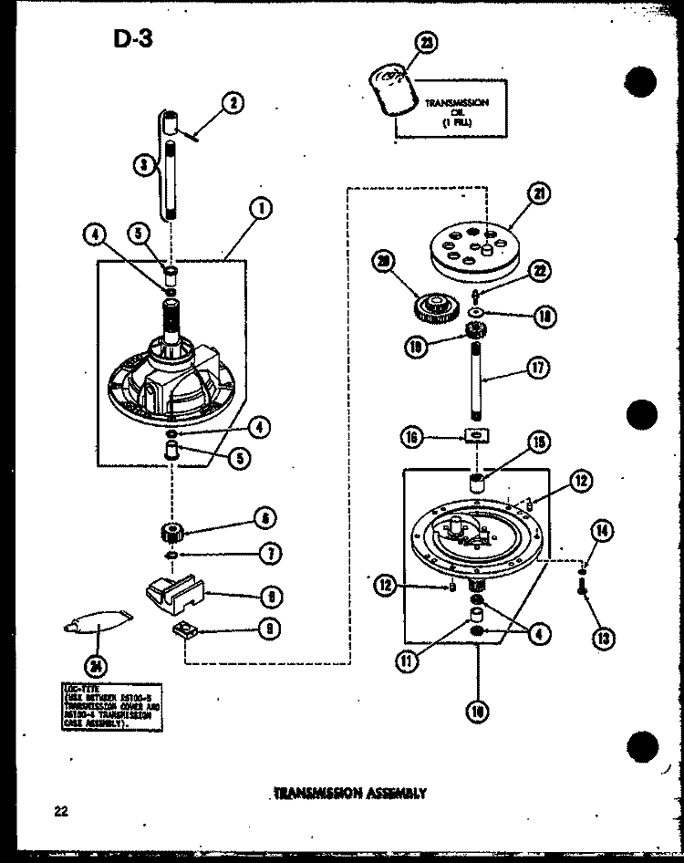 TRANSMISSION ASSY Diagram and Parts List for TAA300 P7575112W Amana Washer