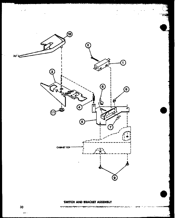 SWITCH AND BRACKET ASSY Diagram and Parts List for TAA300 P7704001W Amana Washer