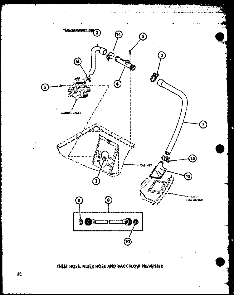 INLET HOSE Diagram and Parts List for TAA300 P7704001W Amana Washer