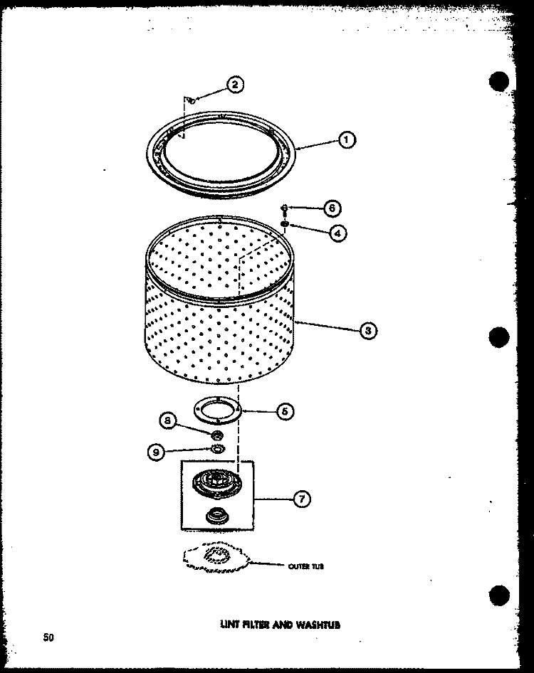 LINT FILTER AND WASHTUB Diagram and Parts List for TAA500 P7704003W Amana Washer