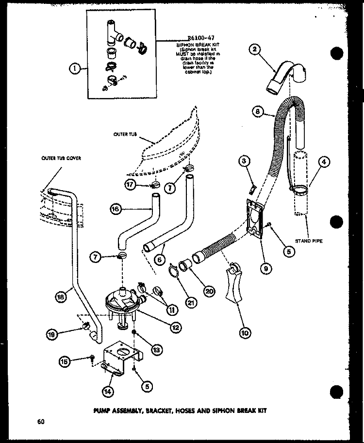 PUMP ASSY Diagram and Parts List for TAA500 P7704003W Amana Washer