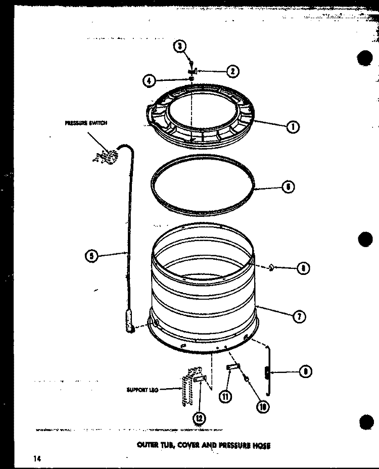 OUTER TUB Diagram and Parts List for TAA300 P7575114W Amana Washer
