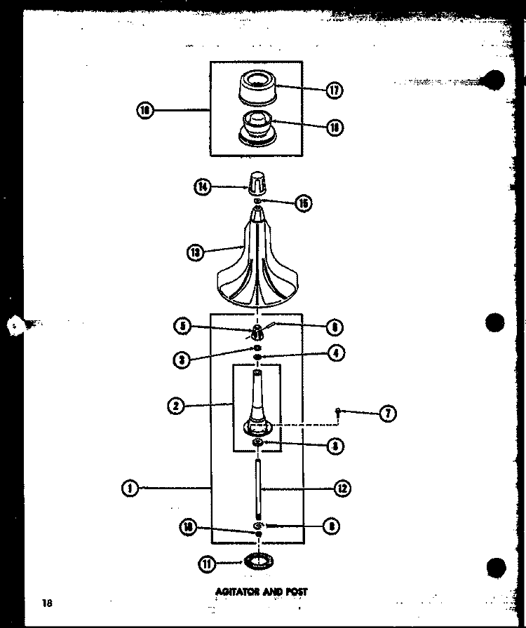 AGITATOR AND POST Diagram and Parts List for TAA300 P7575114W Amana Washer