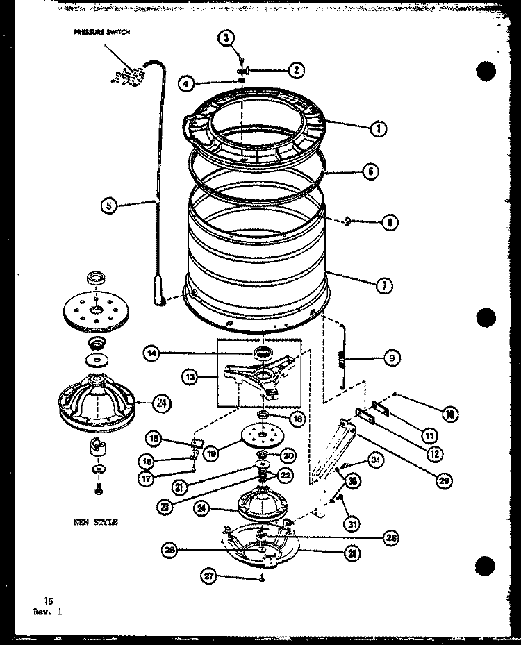 Page 6 Diagram and Parts List for TAA3001 P7704006W Amana Washer