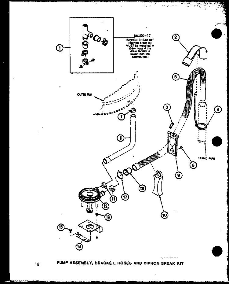PUMP ASSY Diagram and Parts List for TAA3001 P7704006W Amana Washer
