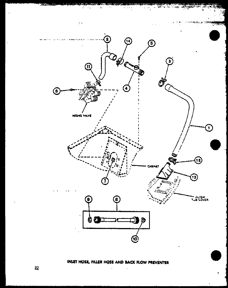 INLET HOSE Diagram and Parts List for TAA3001 P7704006W Amana Washer