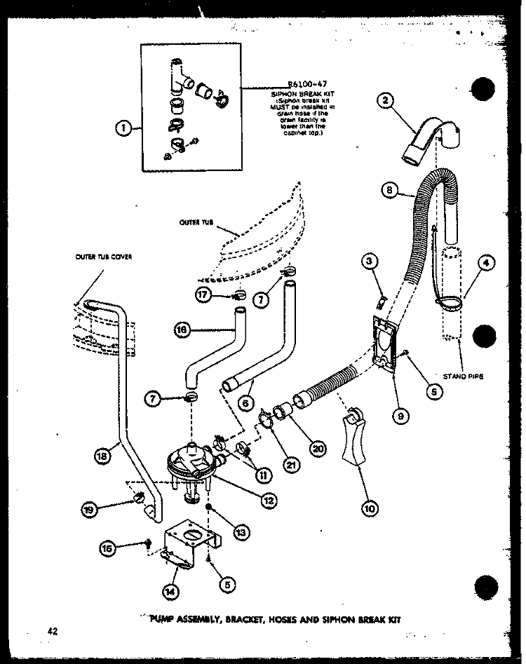 PUMP ASSY Diagram and Parts List for TAA5001 P7704008W Amana Washer
