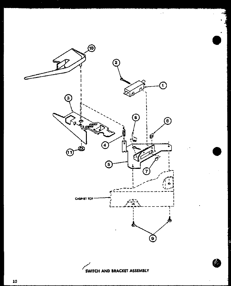 SWITCH AND BRACKET ASSY Diagram and Parts List for LW2500 P7762104W W Amana Washer