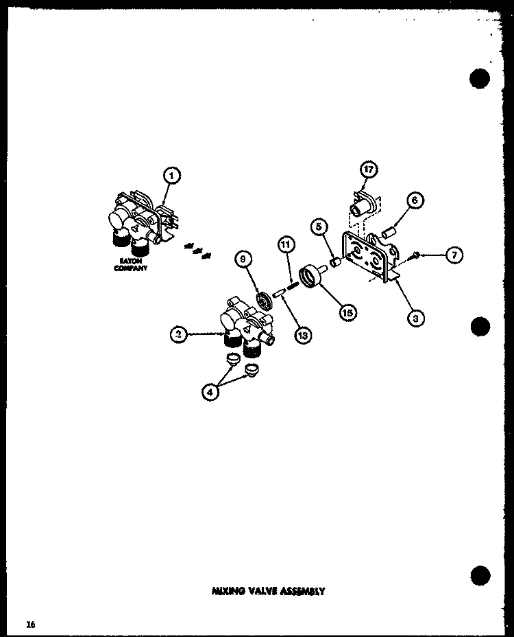 MIXING VALVE ASSY Diagram and Parts List for LW2500 P7762104W W Amana Washer