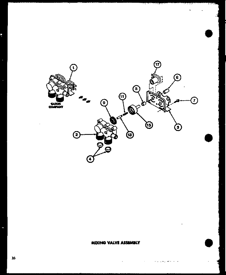 MIXING VALVE ASSY Diagram and Parts List for LW2600 P7804701W W Amana Washer