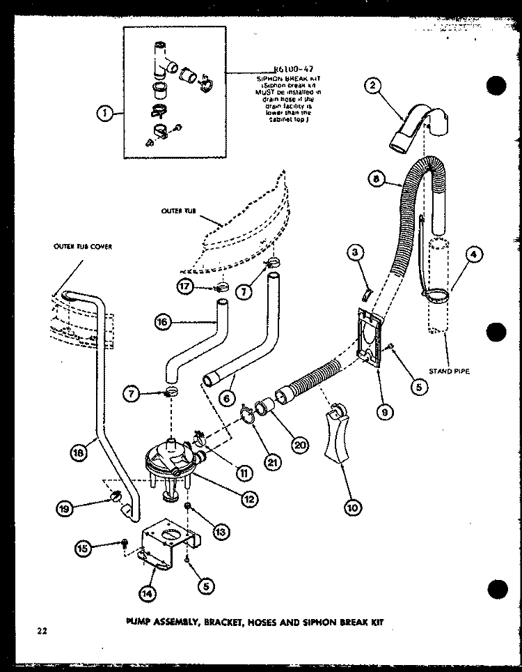 PUMP ASSY Diagram and Parts List for LW2602 P7804710W W Amana Washer