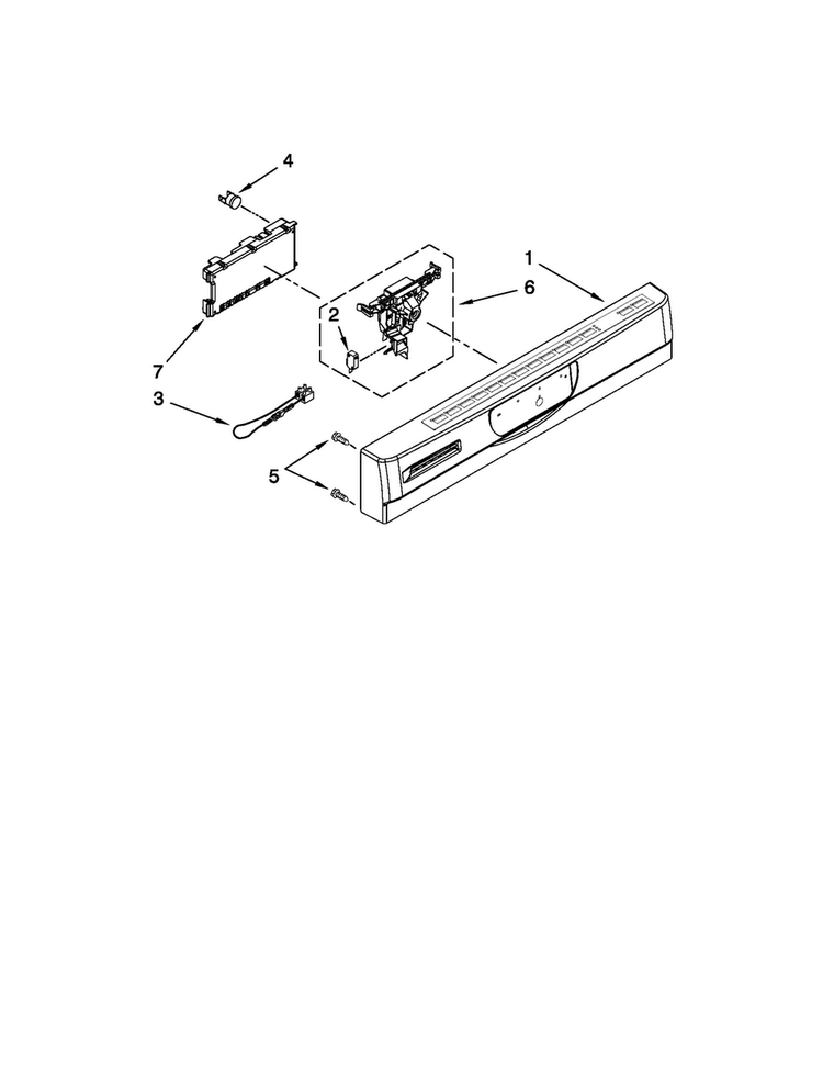 Control Panel And Latch Parts Diagram and Parts List for JDB3600AWS0  Jenn-Air Dishwasher