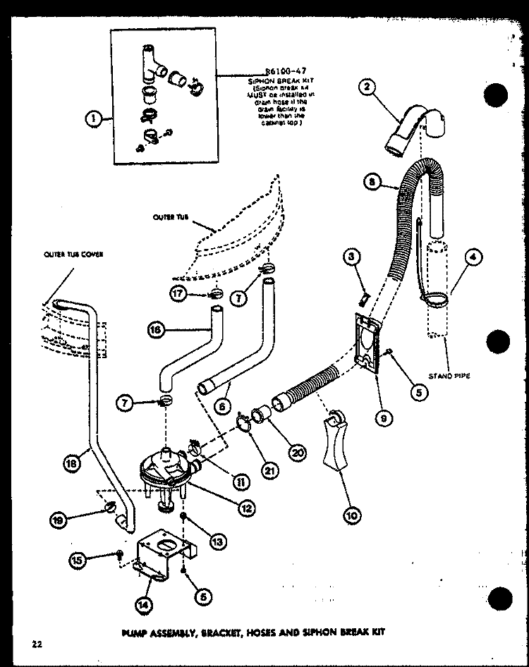 PUMP ASSY Diagram and Parts List for LWD962 P7804724W W Amana Washer