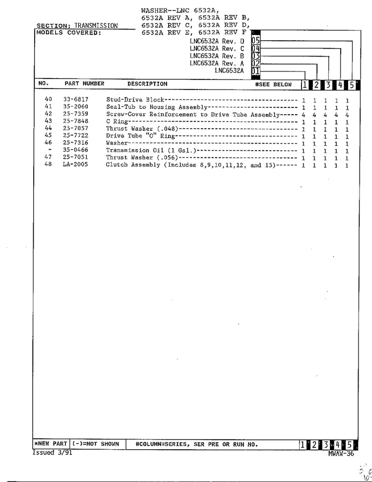 Transmission And Related Parts Page 3 Diagram and Parts List for 6532A REV C Norge Washer