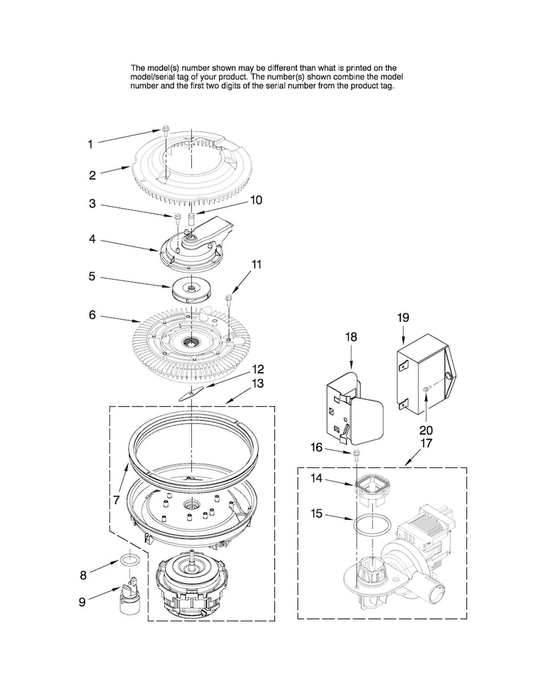 Pump And Motor Parts Diagram and Parts List for MDBH955AWB2  Maytag Dishwasher