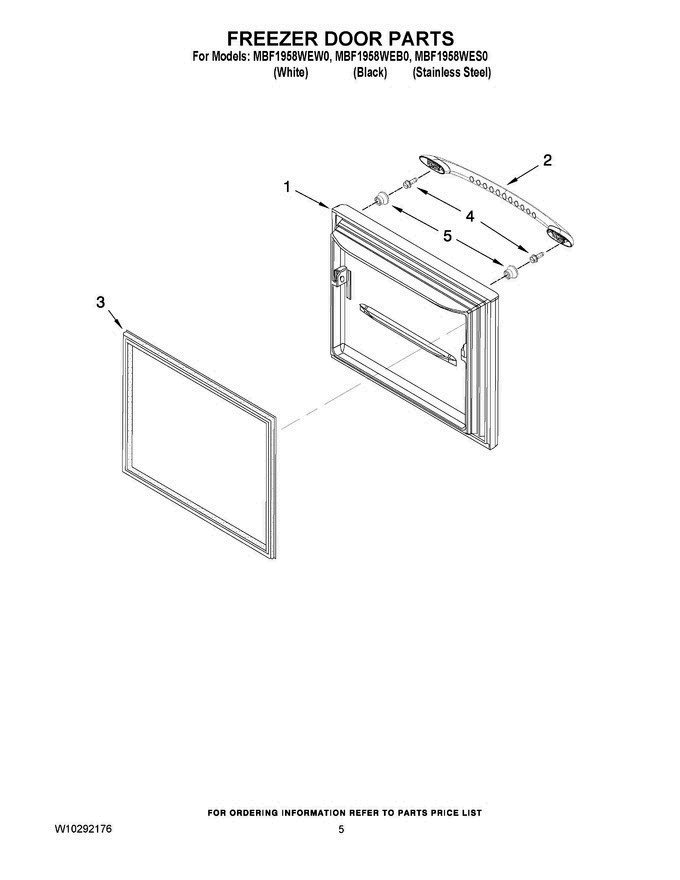 03 - Freezer Door Parts Diagram and Parts List for MBF1958WEB0  Maytag Refrigerator