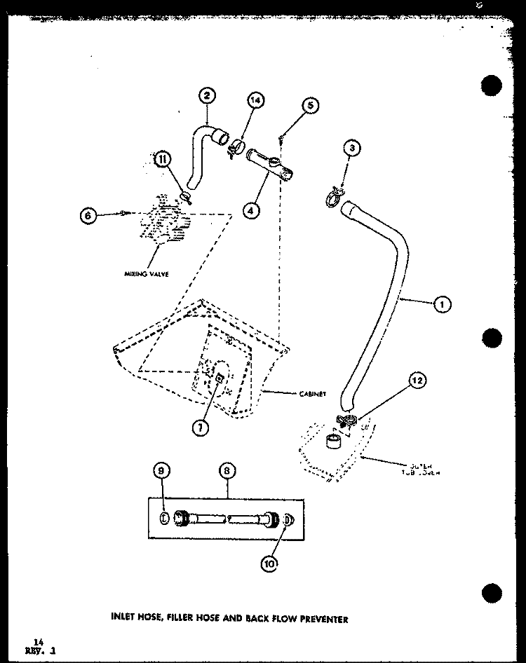 INLET HOSE Diagram and Parts List for LWD450 P7762108W W Amana Washer