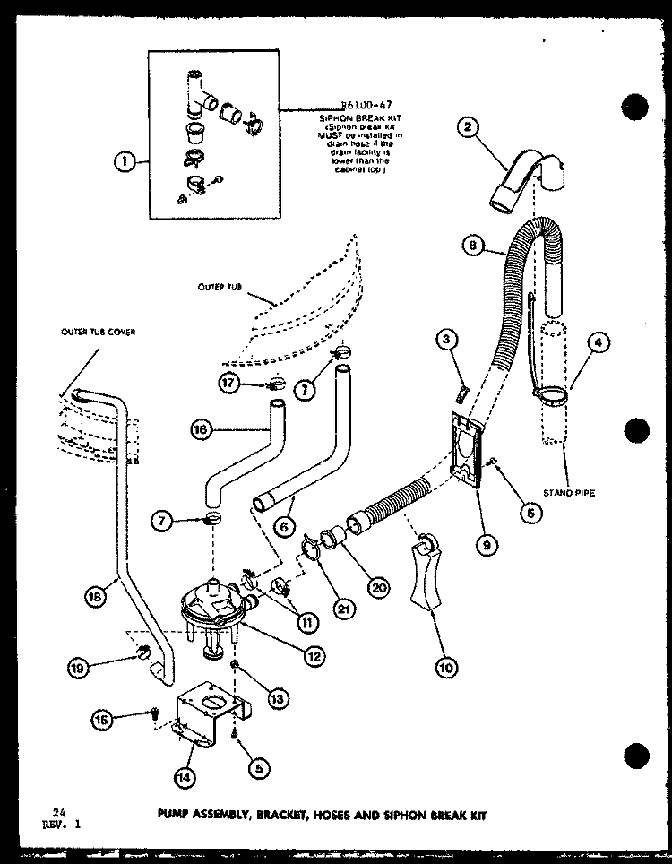 PUMP ASSY Diagram and Parts List for LWD450 P7762108W W Amana Washer