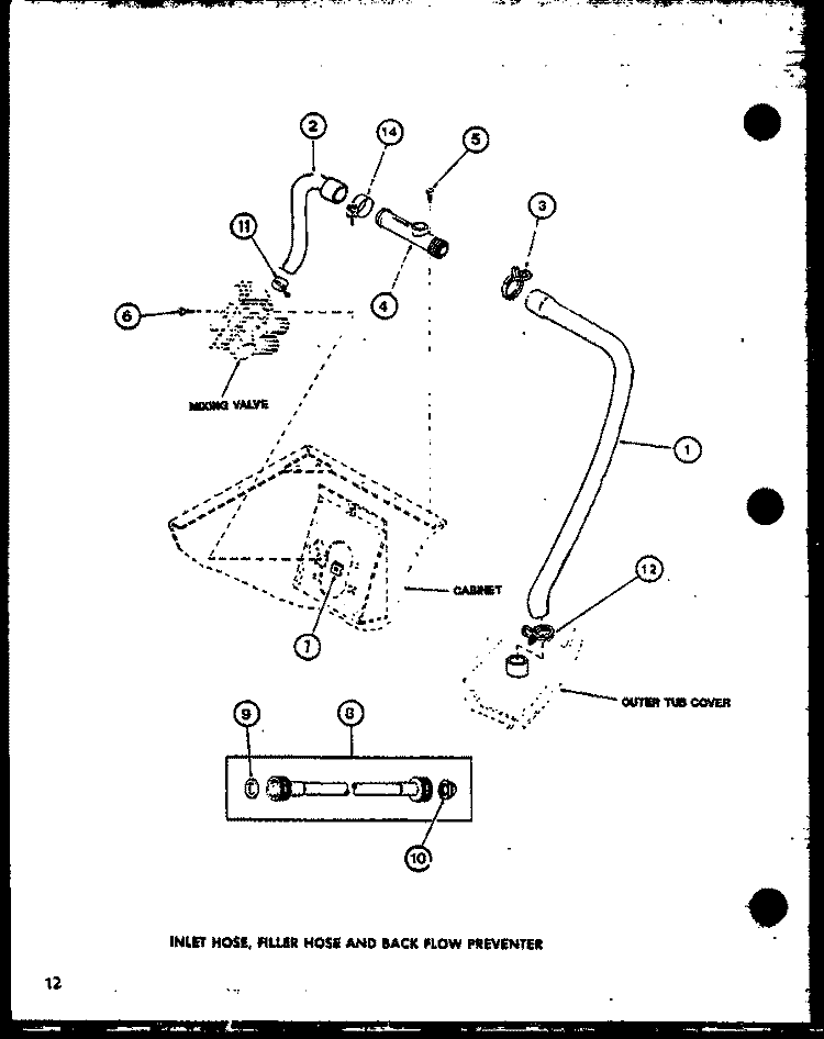 INLET HOSE Diagram and Parts List for LWD352 P7762114W W Amana Washer