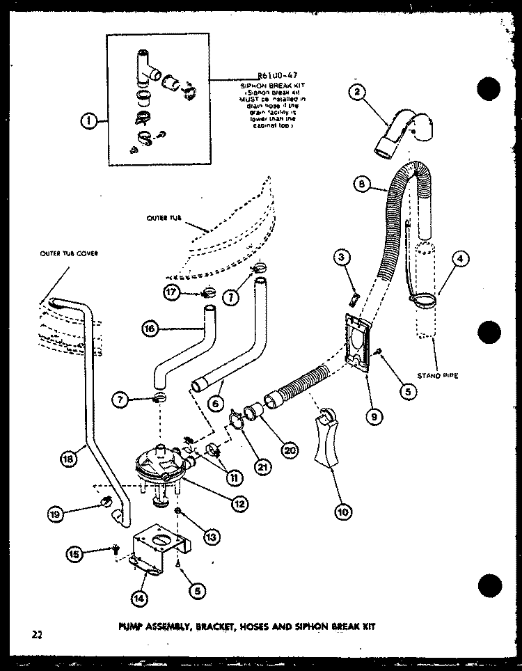 PUMP ASSY Diagram and Parts List for LWD352 P7762114W W Amana Washer