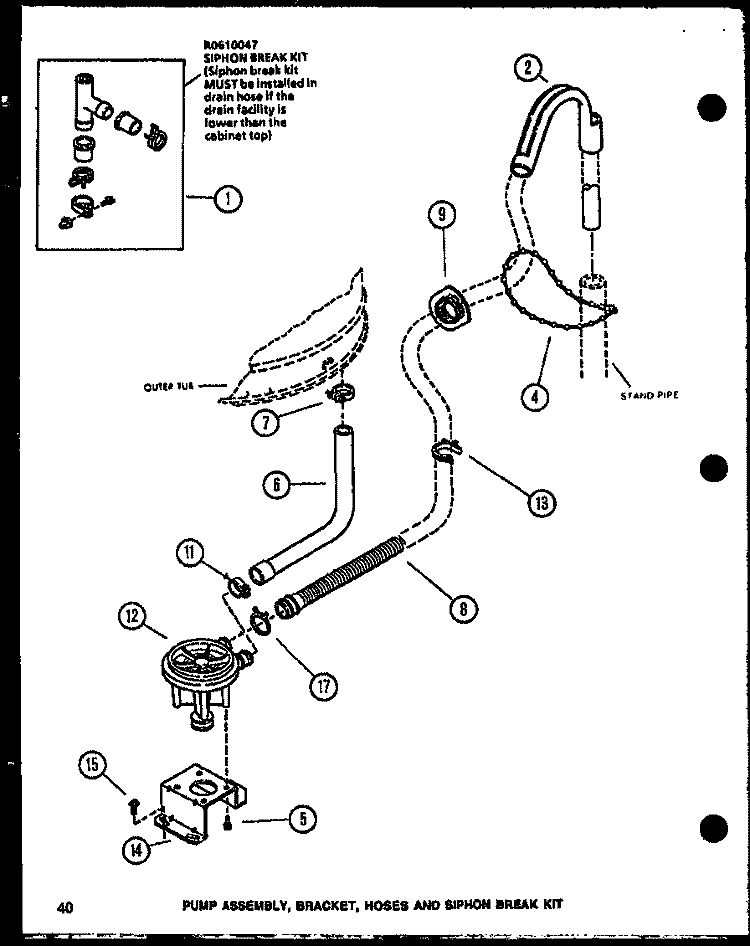 PUMP ASSY Diagram and Parts List for LW3403G P1118420W G Amana Washer