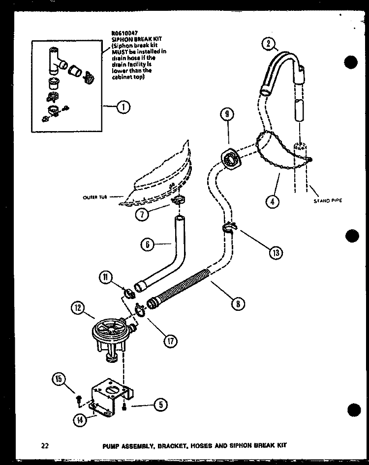 PUMP ASSY Diagram and Parts List for LW3903L P1122404W L Amana Washer