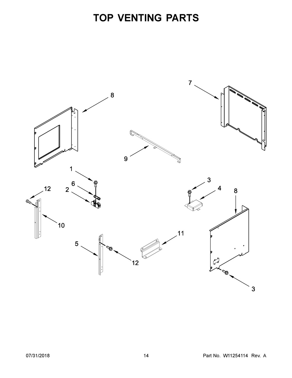 Top Venting Parts Diagram and Parts List for JMW3430DP03  Maytag Microwave Oven Combo