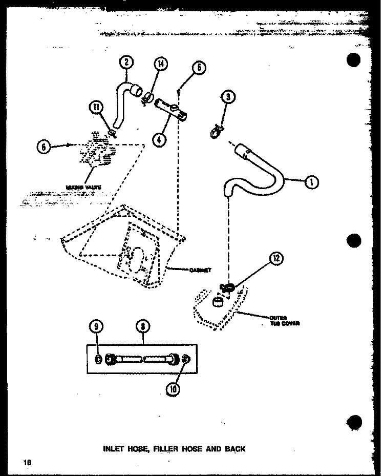 INLET HOSE Diagram and Parts List for LW3303L P1164318W L Amana Washer