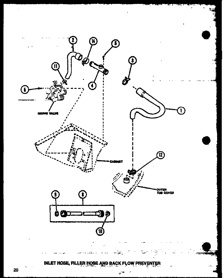 INLET HOSE Diagram and Parts List for LW3403L P1164321W L Amana Washer