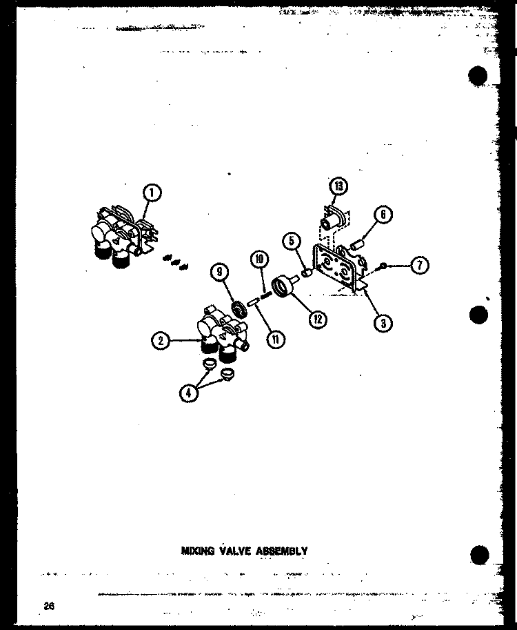 MIXING VALVE ASSY Diagram and Parts List for LW3303L P1164318W L Amana Washer