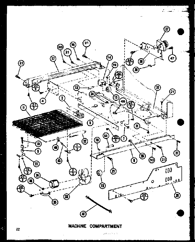 Machine Compartment Diagram and Parts List for SRI19GL-P7745504WL  Amana Refrigerator