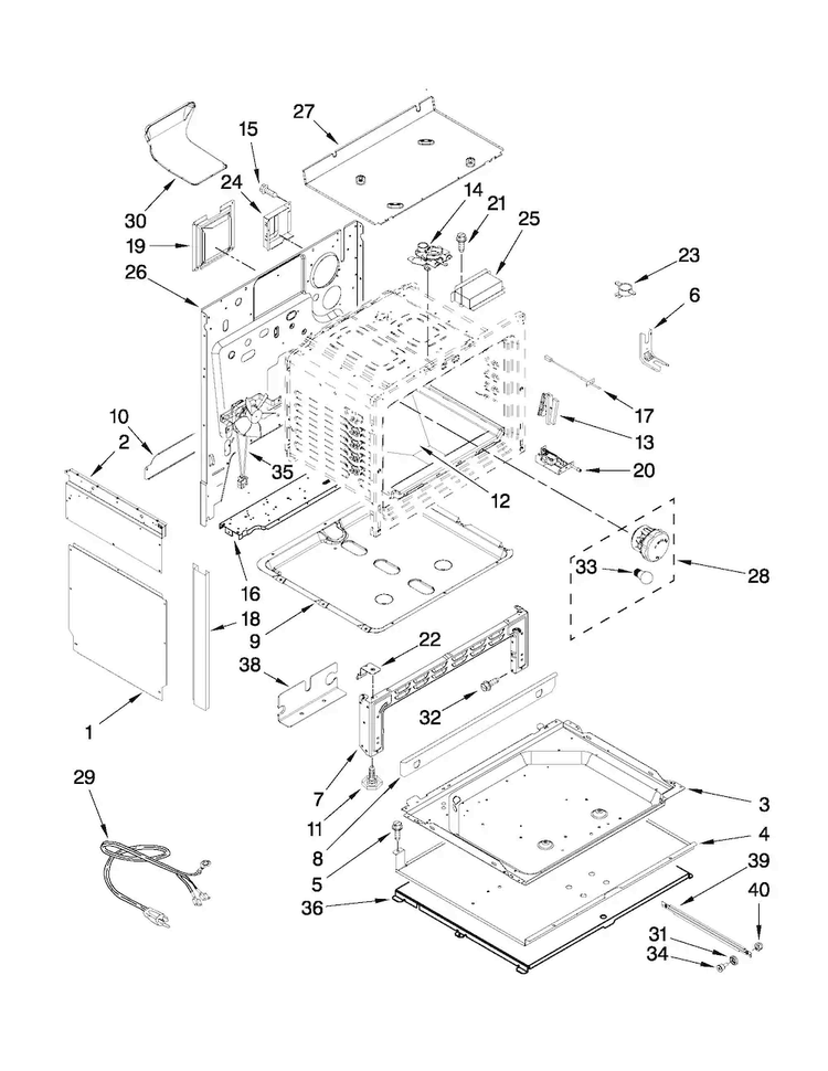 Chassis Parts Diagram and Parts List for JGS8750CDS01  Jenn-Air Range