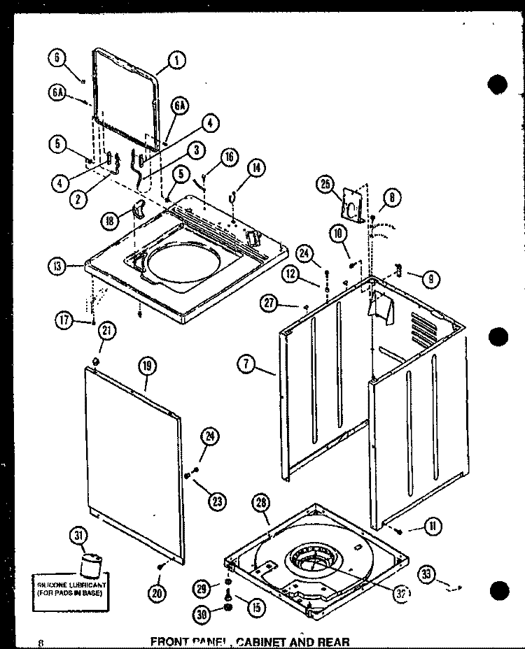 FRONT PANEL Diagram and Parts List for LW3603L P1122406W L Amana Washer