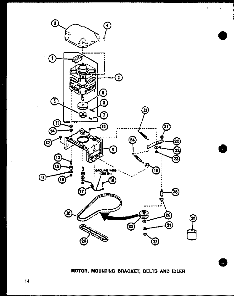 MOTOR Diagram and Parts List for LW3603L P1122406W L Amana Washer