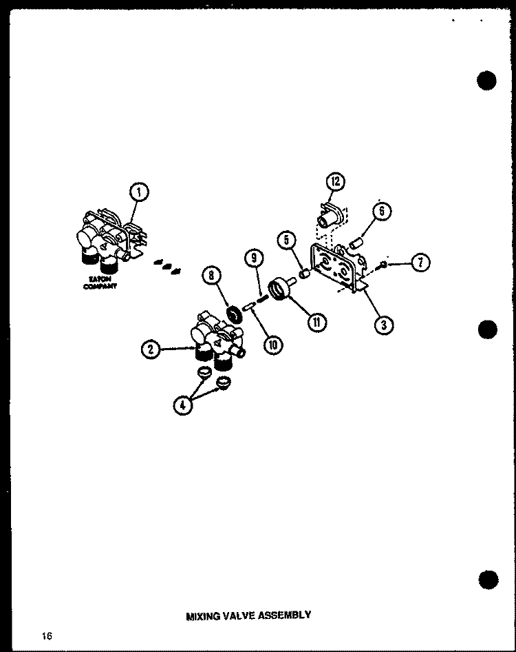 MIXING VALVE ASSY Diagram and Parts List for LW3603L P1122406W L Amana Washer