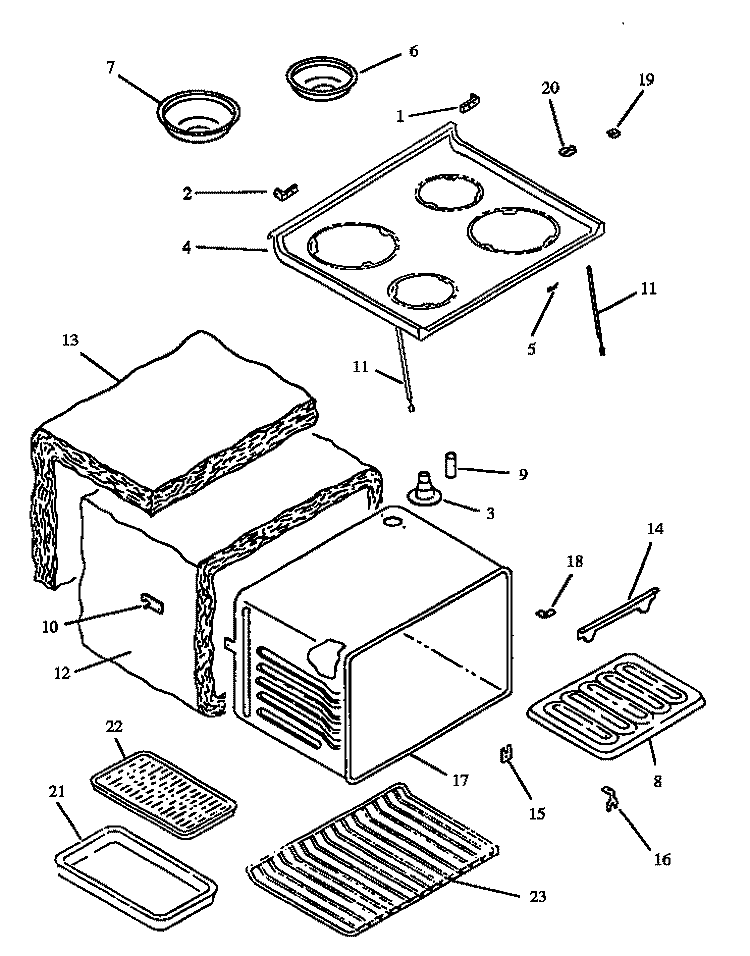 MAIN TOP AND OVEN ASSY Diagram and Parts List for CARR632NWW P1142620NWW Amana Range